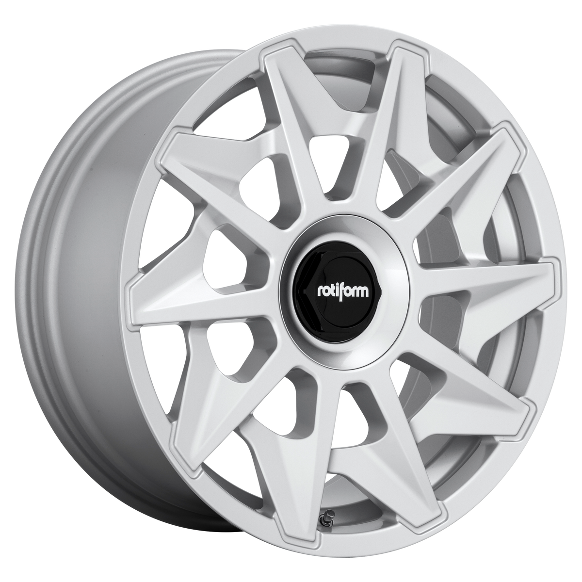 19x8.5 5x112 Rotiform Wheels R124 CVT Gloss Silver 45 offset 66.56