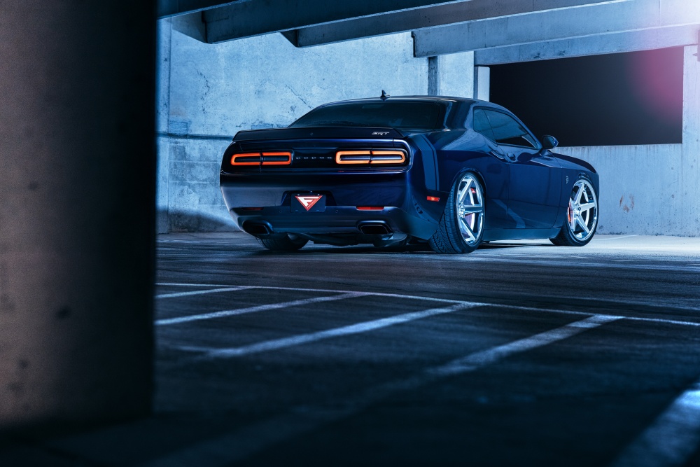 Dodge Challenger Hellcat is bagged to the floor with the machined