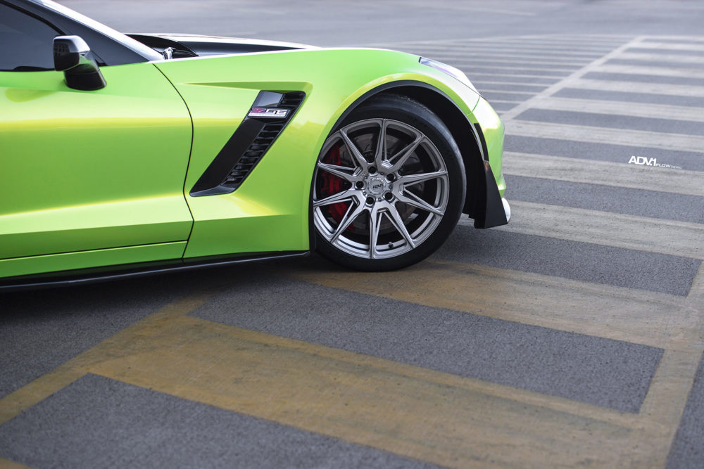 needspeed motorsports bright green vinyl wrapped c z corvette adv flow spec wheels concave i