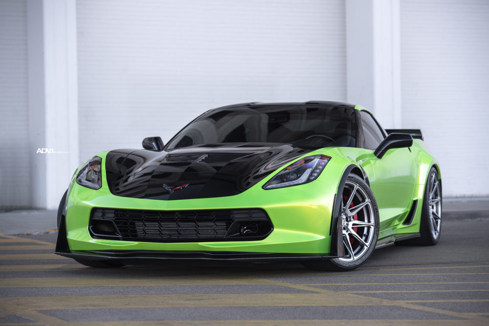 needspeed motorsports bright green vinyl wrapped c z corvette adv flow spec wheels concave k
