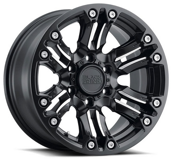 20x9.5 Black Rhino Asagai Matte Black w/ Machined Spoke & Stainless Bolts