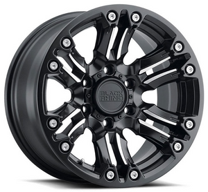 17x8.5 Black Rhino Asagai Matte Black w/ Machined Spoke & Stainless Bolts