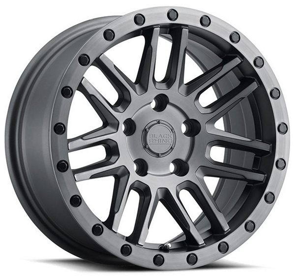 15x7 Black Rhino Arches Matte Brushed Gunmetal w/ Black Lip & Black Bolts