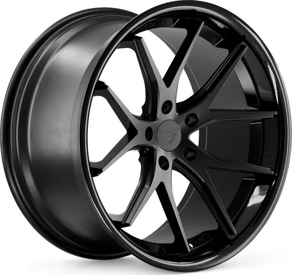 20x11.5 Ferrada FR2 Matte Black w/ Gloss Black Lip 5x112 30mm