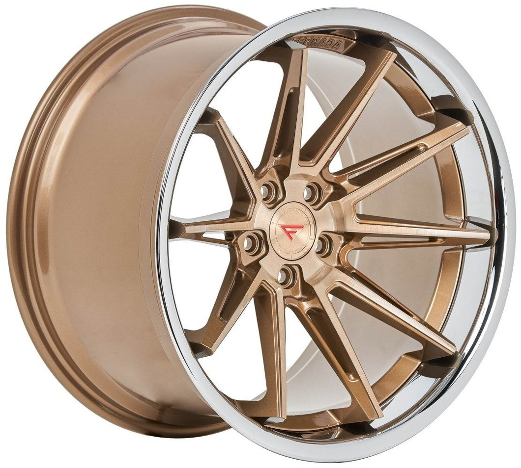 22x9 Ferrada CM2 Brushed Cobre w/ Chrome Lip 5x130 42mm