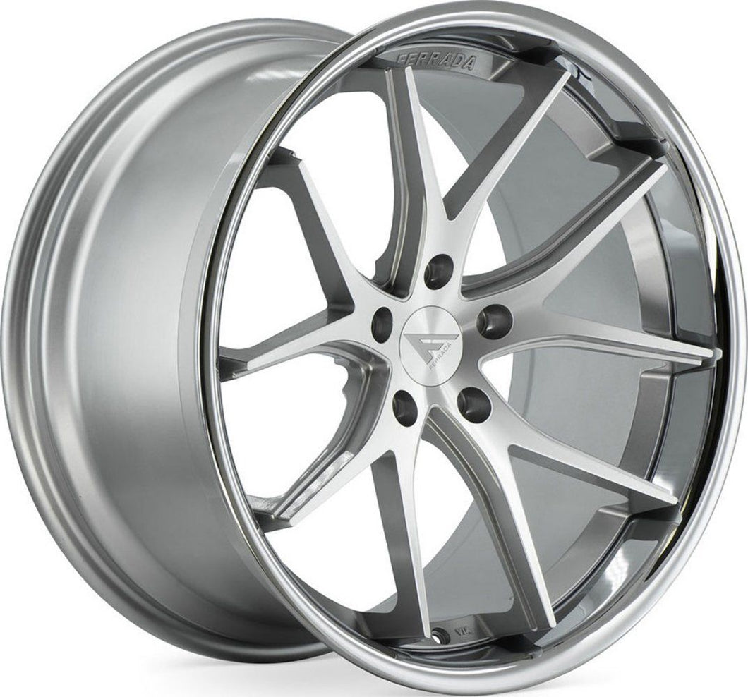 22x9.5 Ferrada FR2 Machine Silver w/ Chrome Lip 5x112 15mm