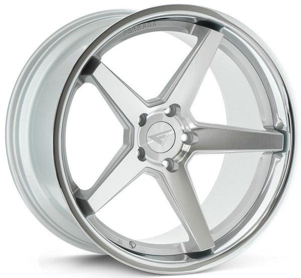 20x10 Ferrada FR3 Machine Silver  w/ Chrome Lip 5x115 13mm