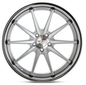 20x9 Ferrada FR4 Machine Silver  w/ Chrome Lip 5x4.25/108 35mm