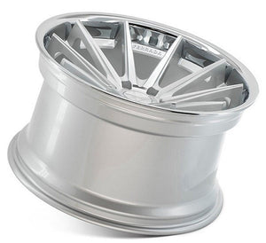 20x9 Ferrada FR4 Machine Silver  w/ Chrome Lip 5x4.25/108 35mm