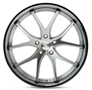 22x9 Ferrada FR2 Machine Silver  w/ Chrome Lip 5x4.25/108 40mm