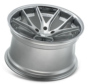 22x9.5 Ferrada FR2 Machine Silver w/ Chrome Lip 5x112 15mm