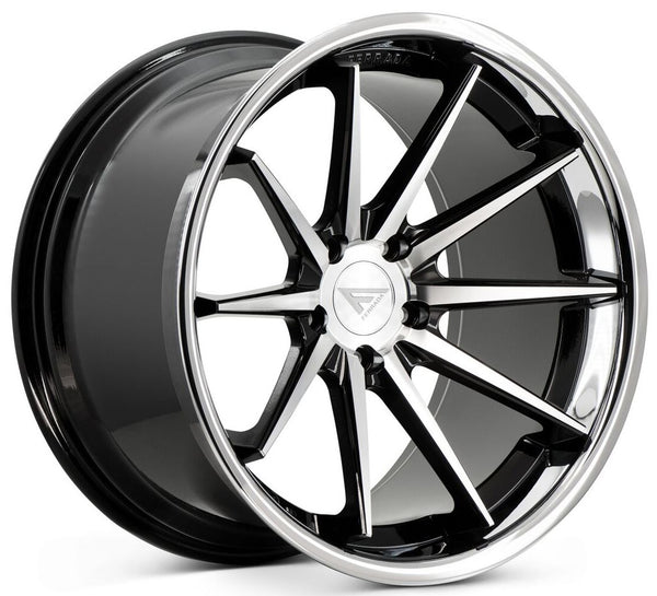 22x9 Ferrada FR4 Machine Black w/ Chrome Lip 5x120 30mm