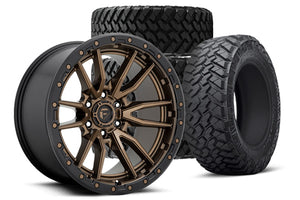 20x9 FUEL REBEL w/ NITTO Trail Grappler 35" tires (Satin Bronze w/ Black Lip)