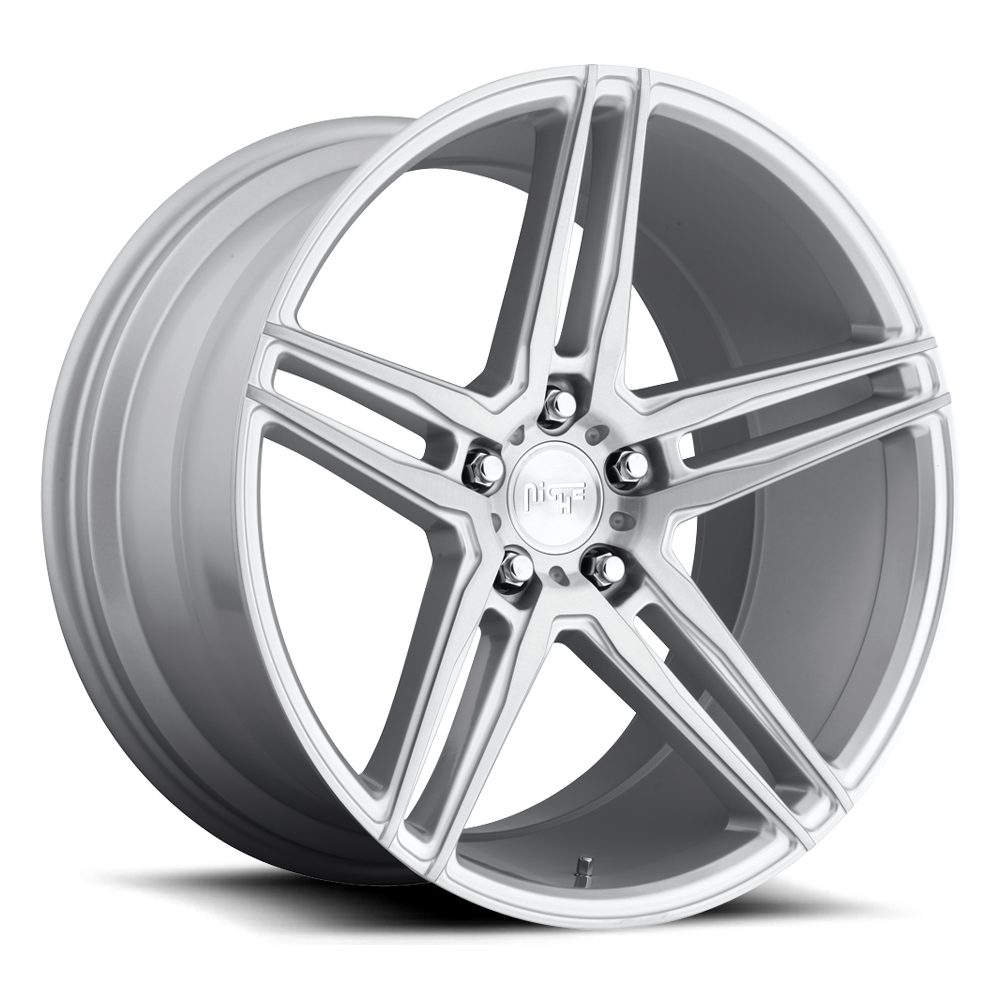 18x8 5x120 Niche Wheels M170 Turin Gloss Silver Machined 40 offset 72.56 hub