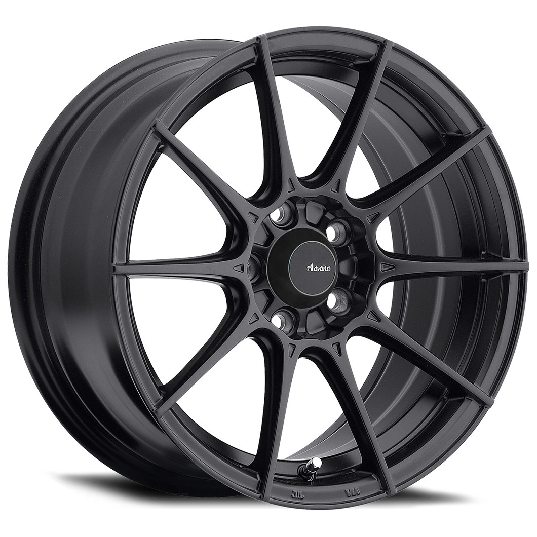 17x8 Advanti Racing Wheels 79B Storm S1 5x100 +35 Offset 73.00 Hub Matte Black