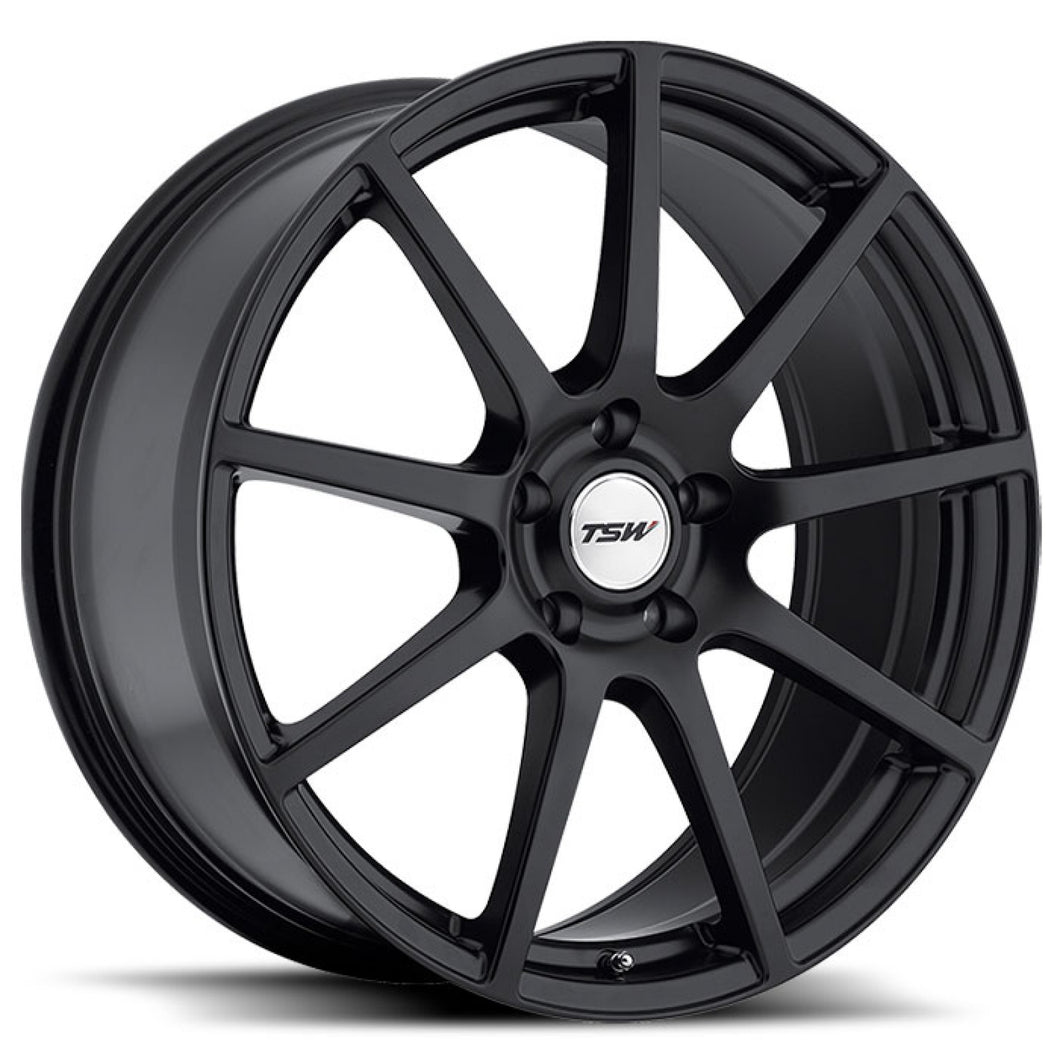 18x9 5x114.3 TSW Wheels Interlagos Matte Black 63 offset 76.1 hub