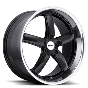 18x9.5 5x112 TSW Wheels Stowe Gloss Black With Mirror Cut Lip 35 offset 72.1 hub