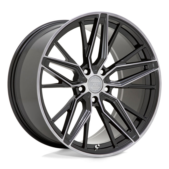 20x9 5x120 XO Wheels Zurich Gloss Black With Machined Gloss Dark Tint 30 offset 76.1 hub