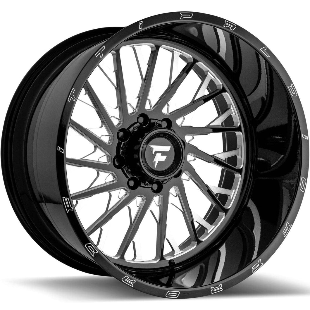 22x12 Fittipaldi Offroad Wheels FTF08 Alpha 8x6.5 -51 Offset 125.2 Hub Black Milled