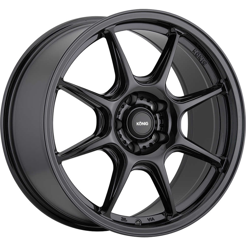 16x7.5 Konig Wheels 102B Lockout 5x112 +45 Offset 66.60 Hub Gloss Black