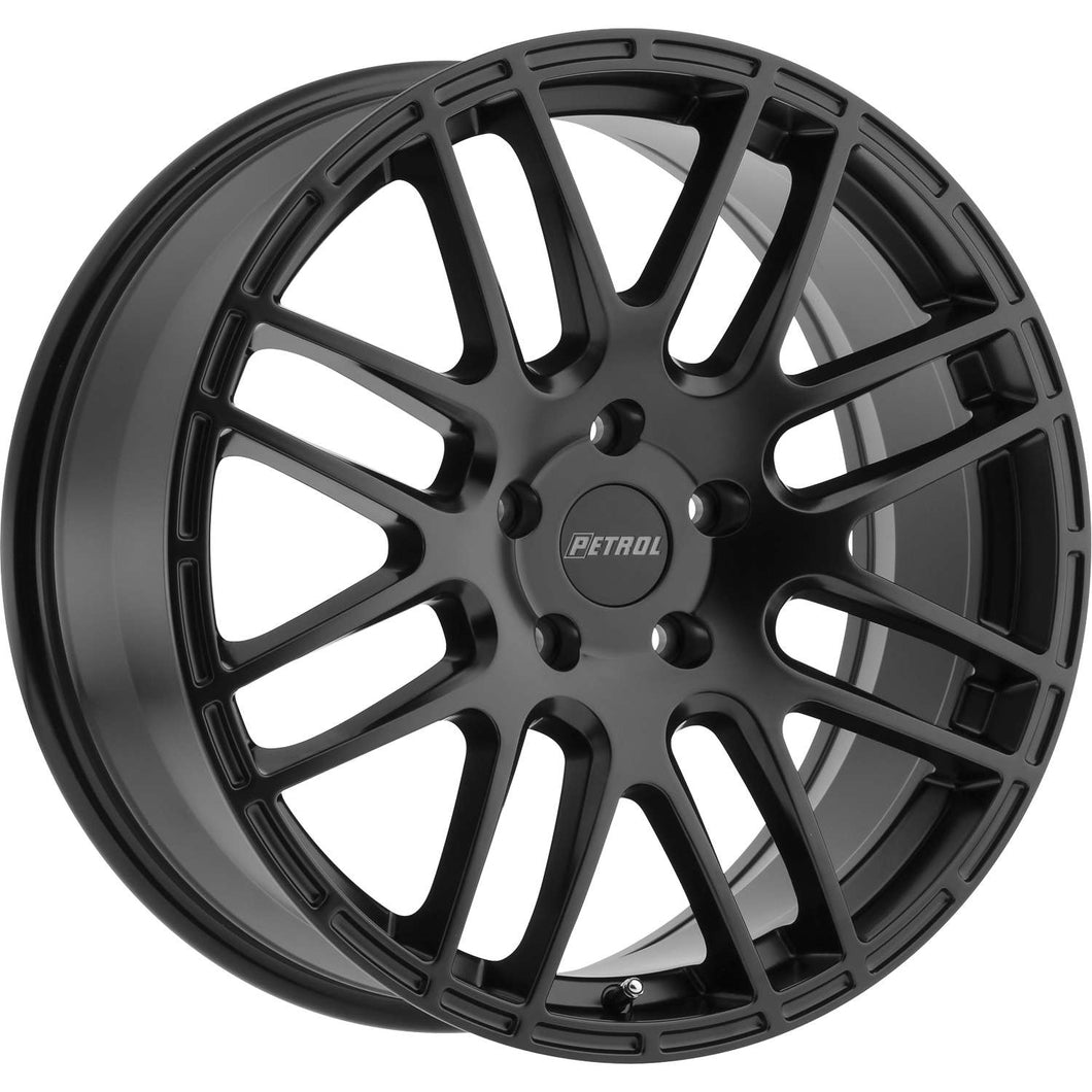 18x8 5x112 Petrol Wheels P6A Matte Black 40 offset 72.1 hub