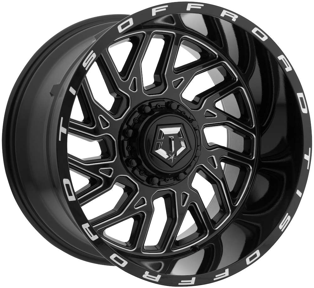 24x14 TIS Wheels 544BM 8x6.5 -76 Offset 125.2 Hub Gloss Black