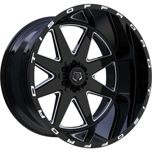 22x12 TIS Wheels 551BM 8x170 -44 Offset 125.2 Hub Gloss Black