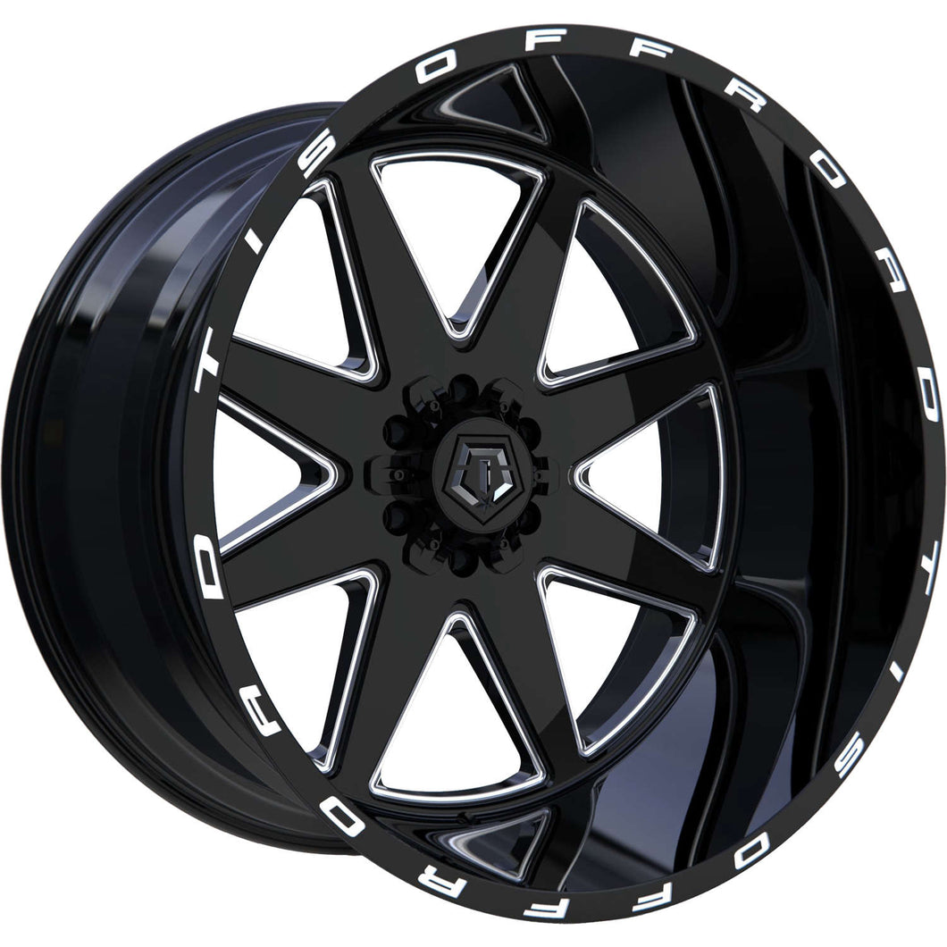 20x12 TIS Wheels 551BM 8x6.5 -44 Offset 125.2 Hub Gloss Black