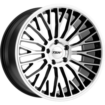 18x9.5 5x112 TSW Wheels Casino Gloss Black With Mirror Cut Face 35 offset 72.1 hub