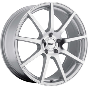 18x9.5 5x120 TSW Wheels Interlagos Silver With Mirror Cut Face 40 offset 76.1 hub