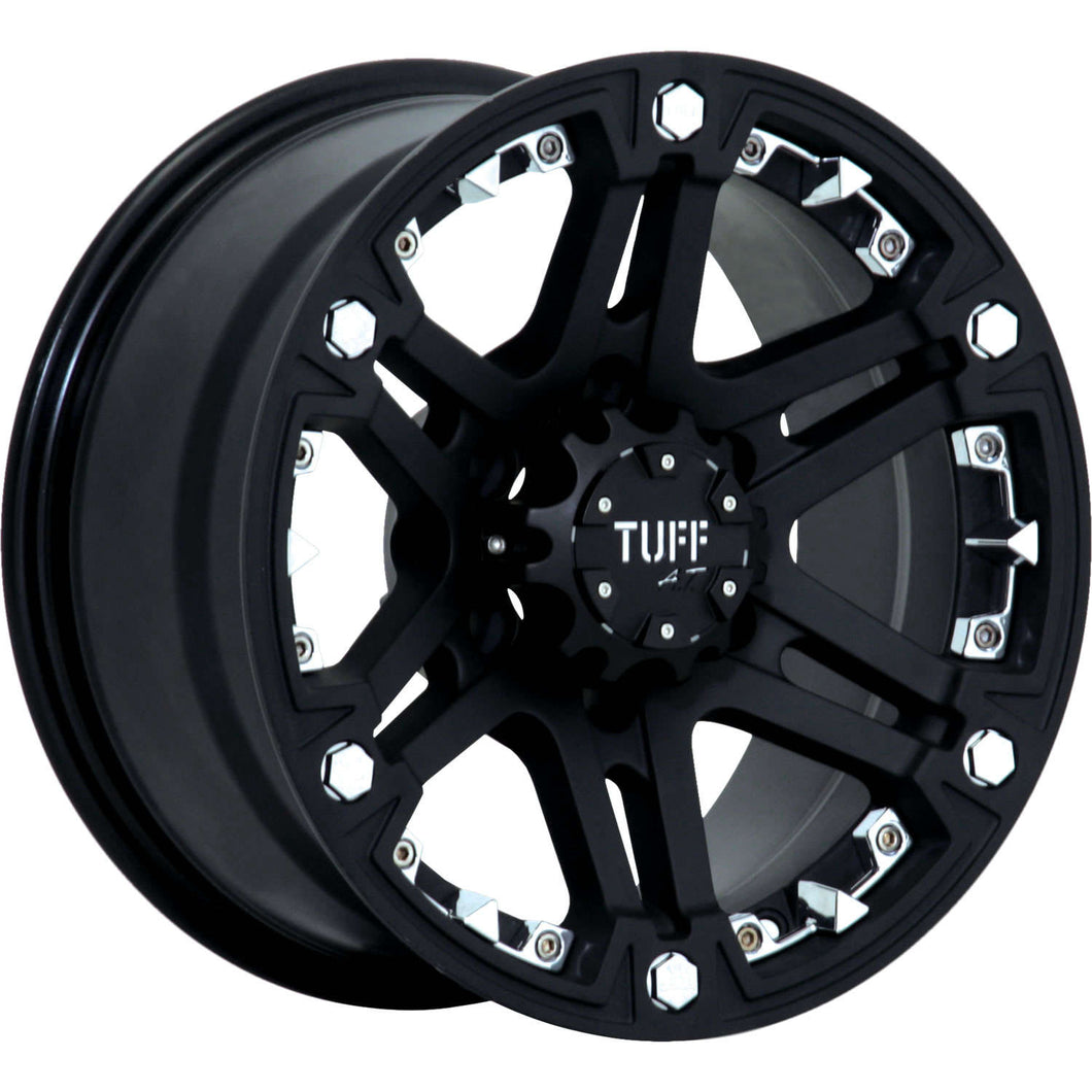 20x9 5x114.3/5x127 Tuff Wheels T01 Flat Black With Chrome Inserts 10 offset 78.1 hub