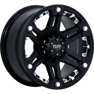 20x9 5x114.3/5x127 Tuff Wheels T01 Flat Black With Chrome Inserts -13 offset 78.1 hub