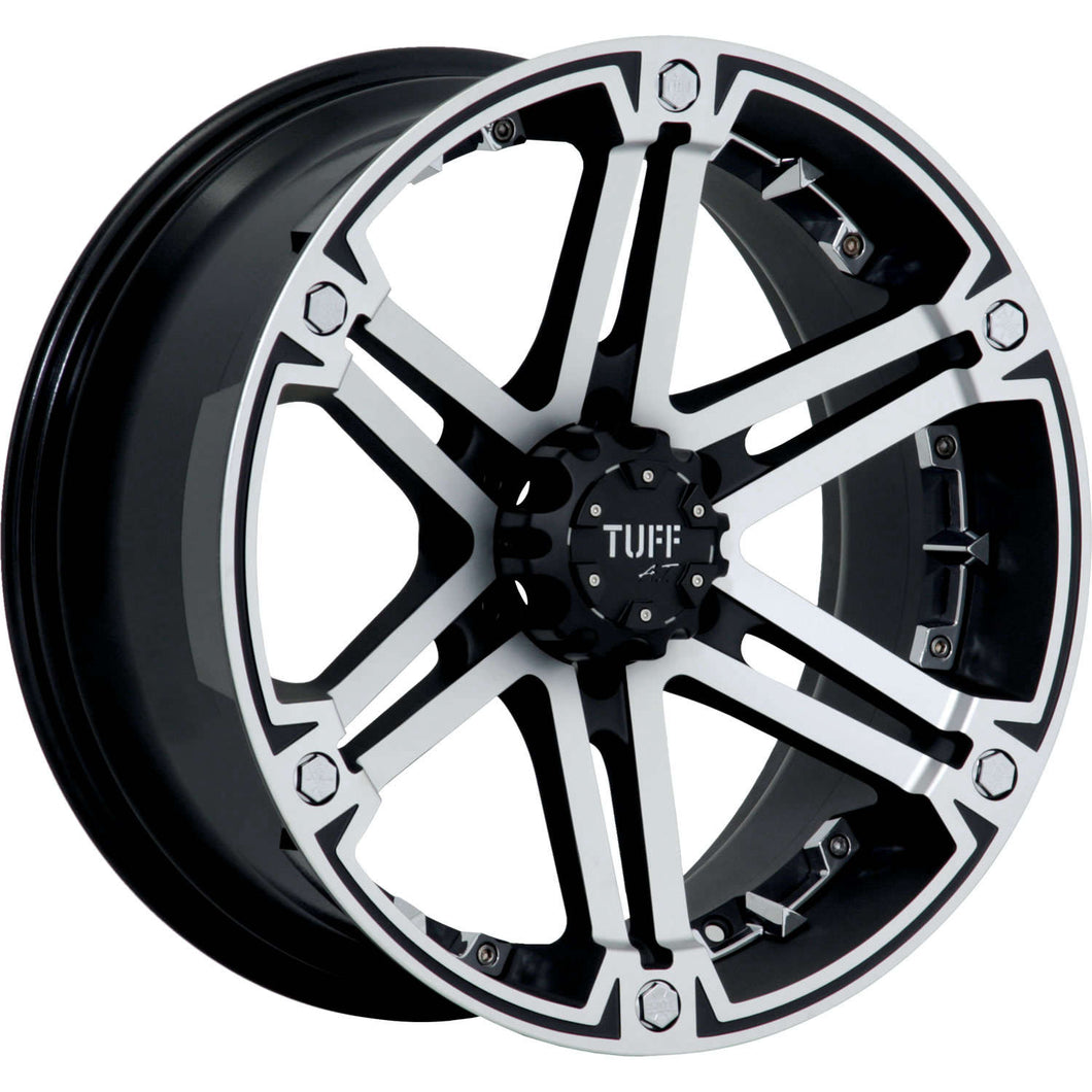 17x8 5x114.3/5x127 Tuff Wheels T01 Flat Black With Machined Face 10 offset 78.1 hub