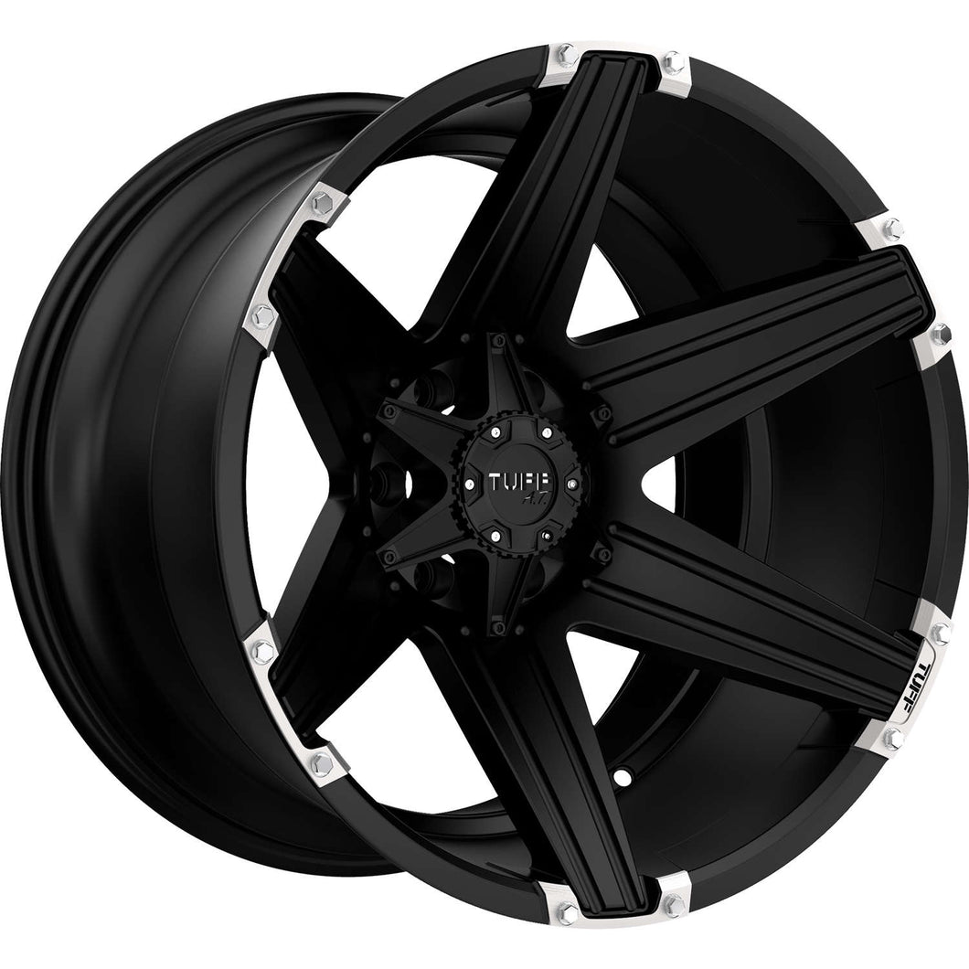 20x12 6x139.7 Tuff Wheels T12 Satin Black With Brushed Inserts -45 offset 106.1 hub