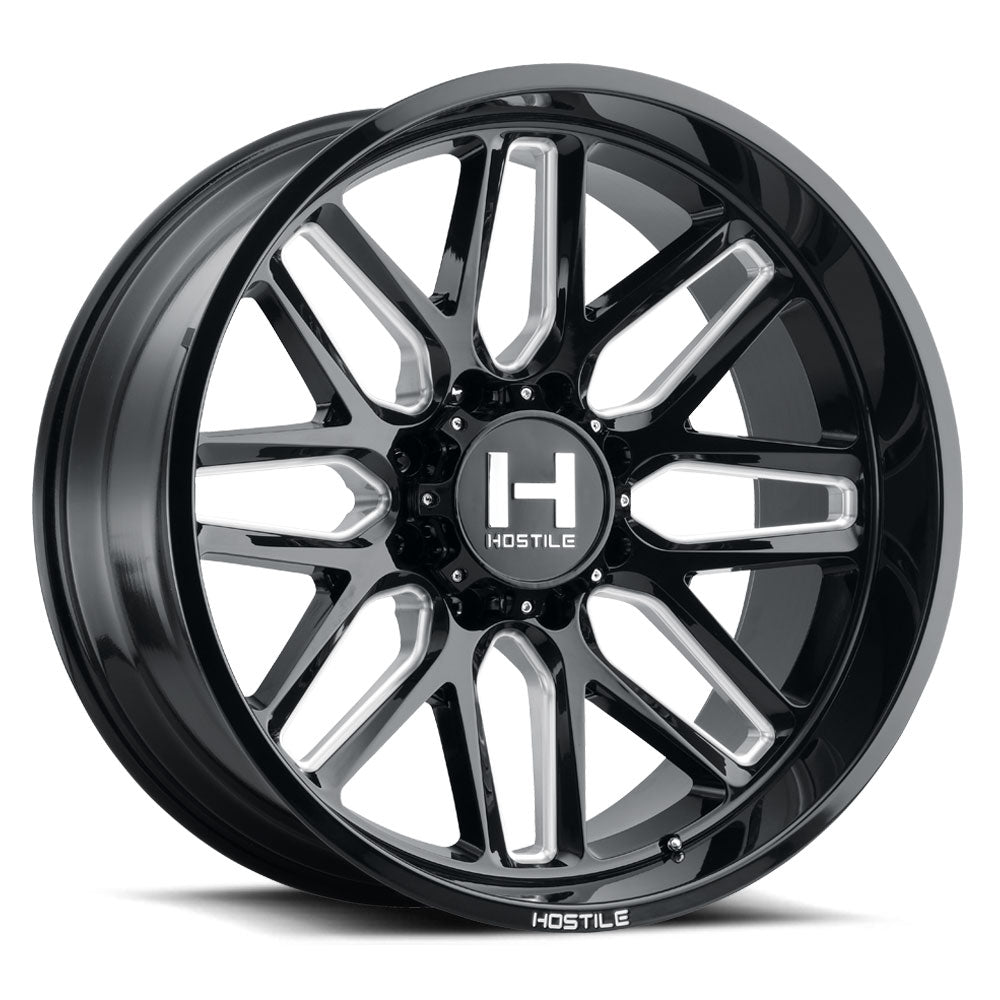 Hostile Offroad Wheels Vulcan 22x12 8x180 -44 Offset 125.2 Hub Blade Cut Finish