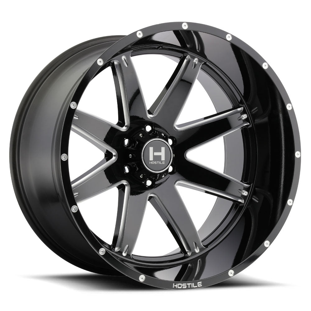 Hostile Offroad Wheels Alpha 24x14 6x139.7 -76 Offset 106.1 Hub Blade Cut Finish