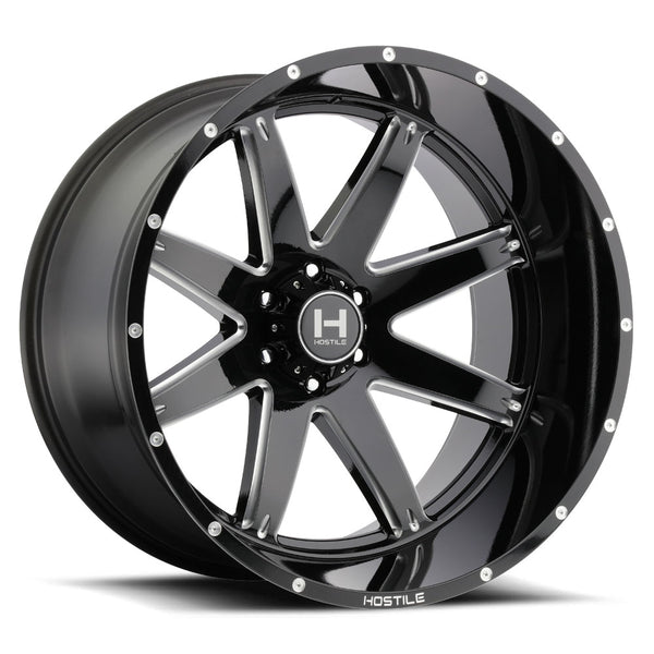 Hostile Offroad Wheels Alpha 22x14 8x170 -76 Offset 125.2 Hub Blade Cut Finish