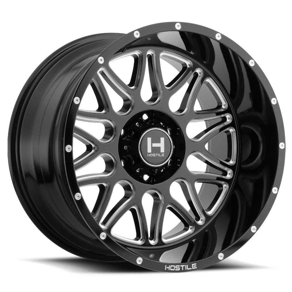 Hostile Offroad Wheels Blaze 20x12 8x180 -44 Offset 125.2 Hub Blade Cut Finish