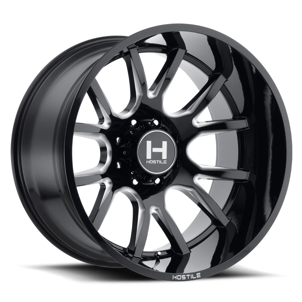 Hostile Offroad Wheels Rage 20x9 8x180 12 Offset 125 Hub Blade Cut  Finish