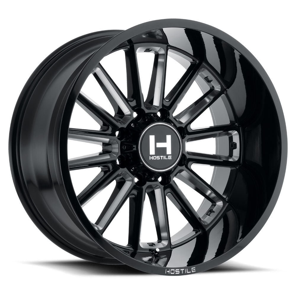 Hostile Offroad Wheels Predator 20x9 5x150 12 Offset 110 Hub Blade Cut  Finish