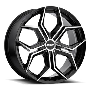 22x9 MKW Wheels M121 6x139.7 18et 106.1 Hub Gloss Black Machined