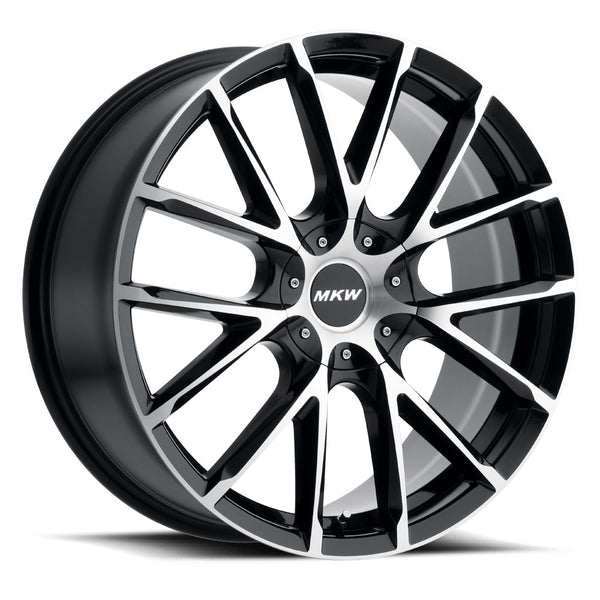 22x9 MKW Wheels M123 5x115/5x120 18et 74 Hub Gloss Black Machined