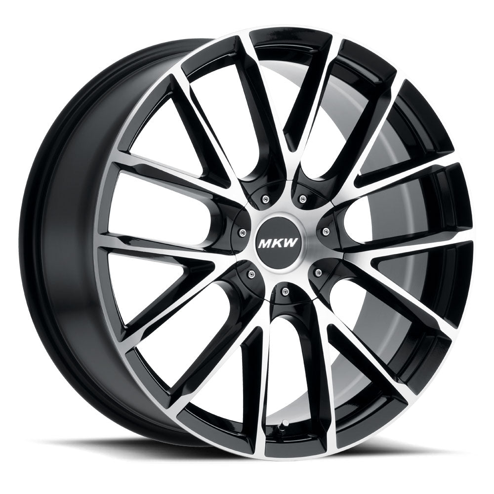 22x9 MKW Wheels M123 5x115/5x120 18et 74 Hub Gloss Black Machined