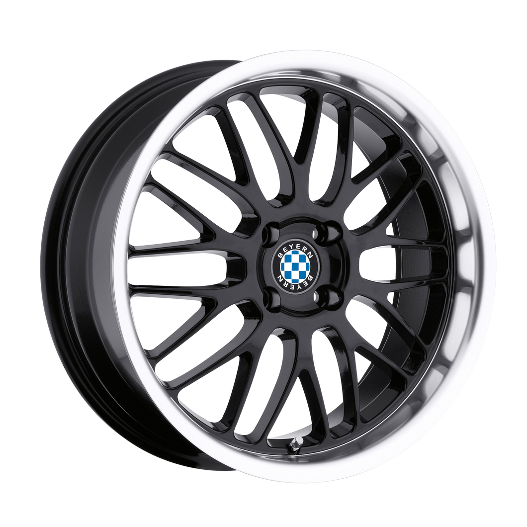 22x10 5x120 Beyern Wheels Mesh Gloss Black With Mirror Cut Lip 25 offset 72.56 hub