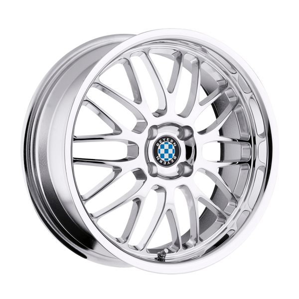 15x8 4x100 Beyern Wheels Mesh Chrome 27 offset 57.1 hub