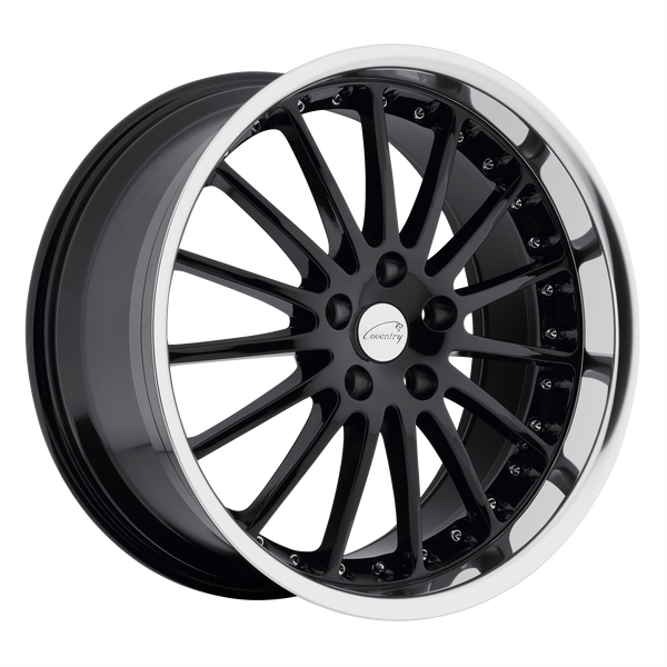 20x8.5 5x120.65 Coventry Wheels Whitley Gloss Black With Mirror Cut Lip 25 offset 73.8 hub