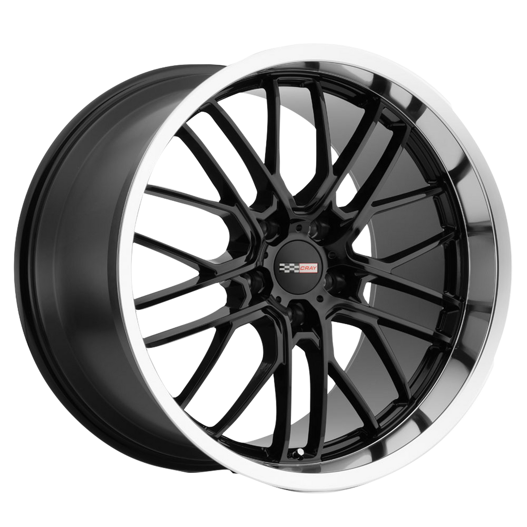 20x9 5x120.65 Cray Wheels Eagle Gloss Black With Mirror Cut Lip 40 offset 70.3 hub