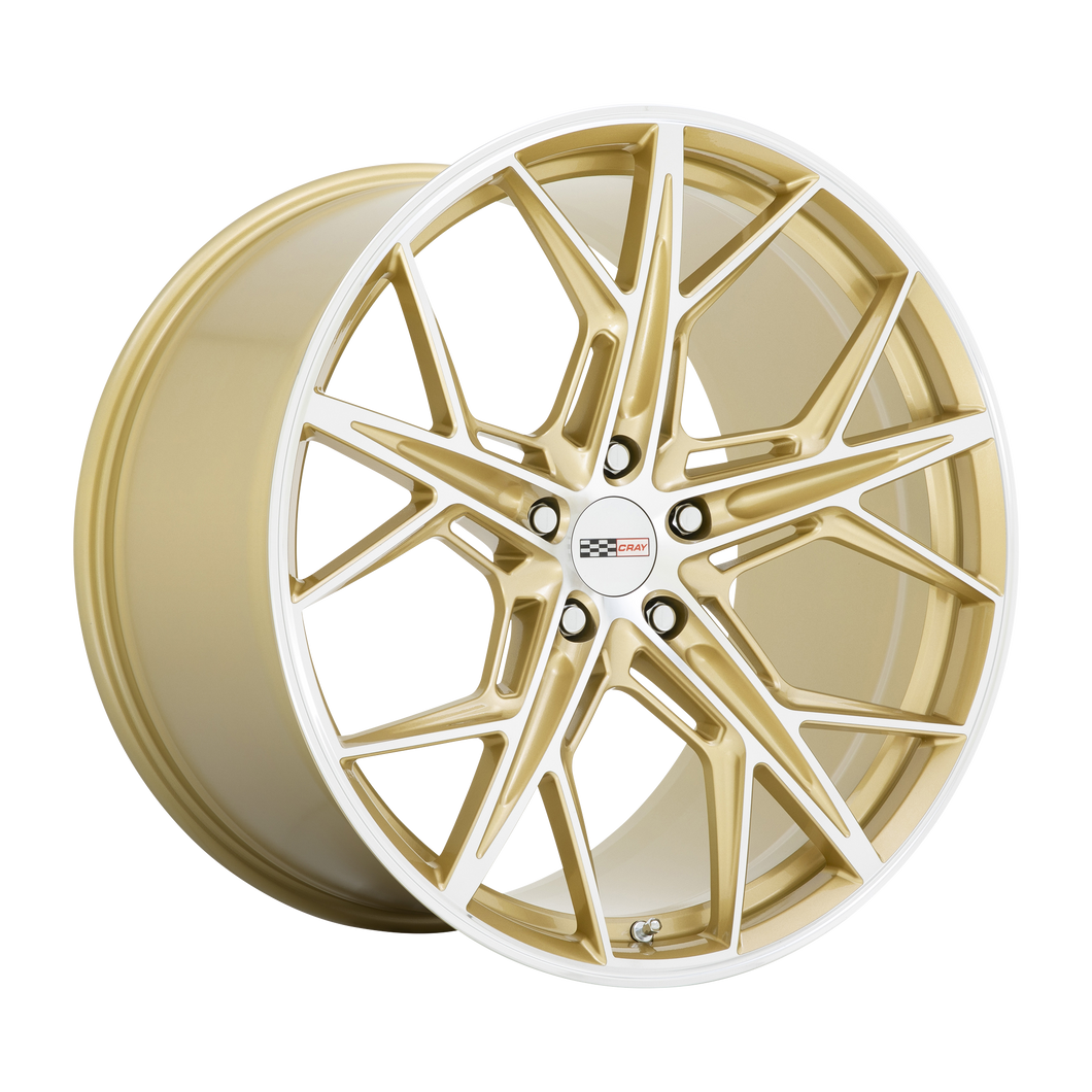 21x9 5x120 Cray Wheels Hammerhead Gloss Gold With Mirror Cut Face 38 offset 67.06 hub