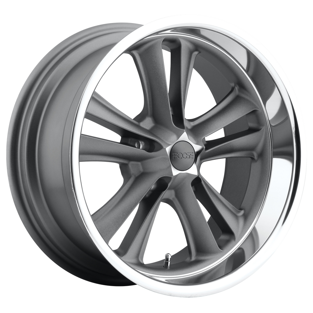 17x8 5x120.65 Foose Wheels F099 Knuckle Matte Gun Metal Machined 1 offset 72.56 hub