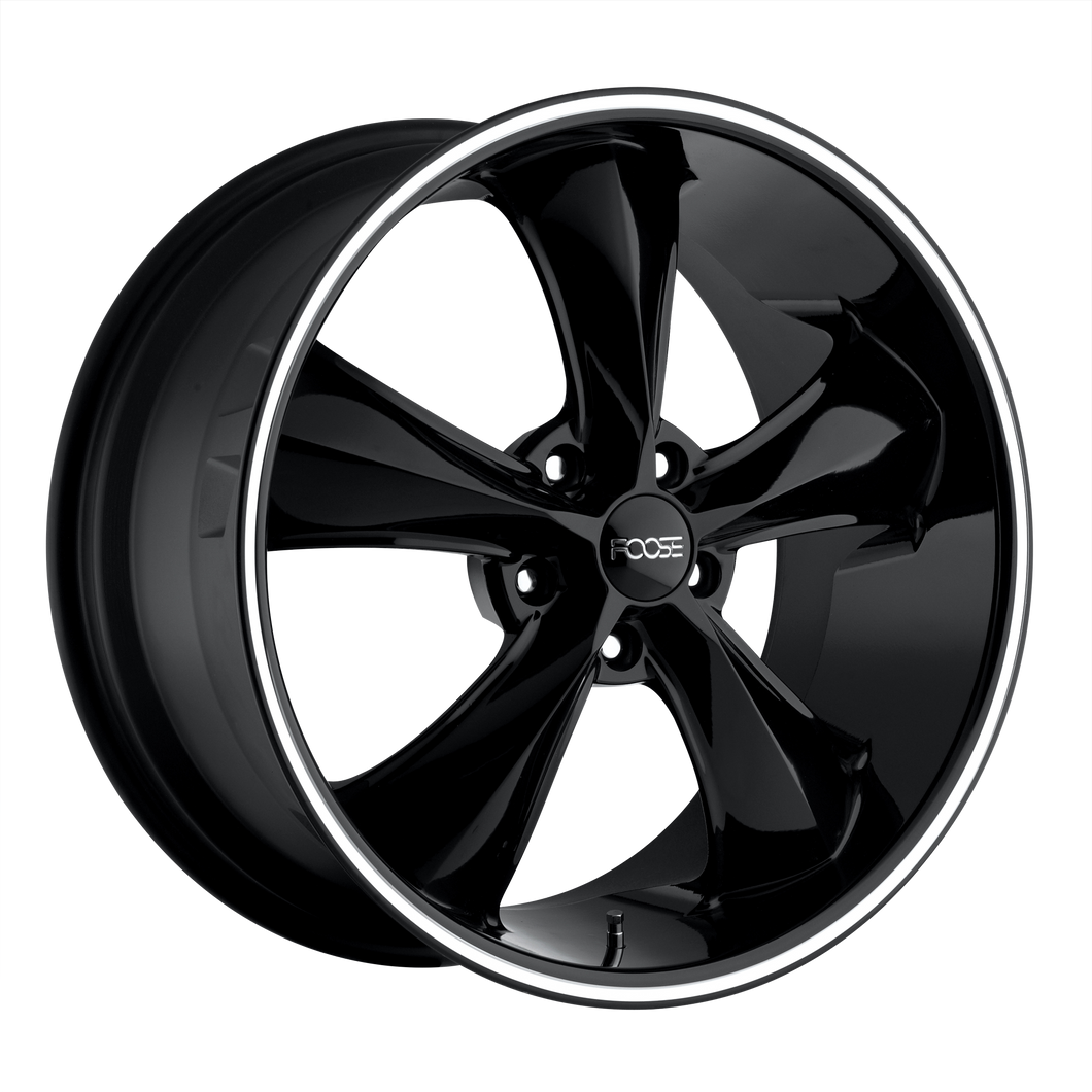 17x7 5x120.65 Foose Wheels F104 Legend Gloss Black Milled 1 offset 72.56 hub